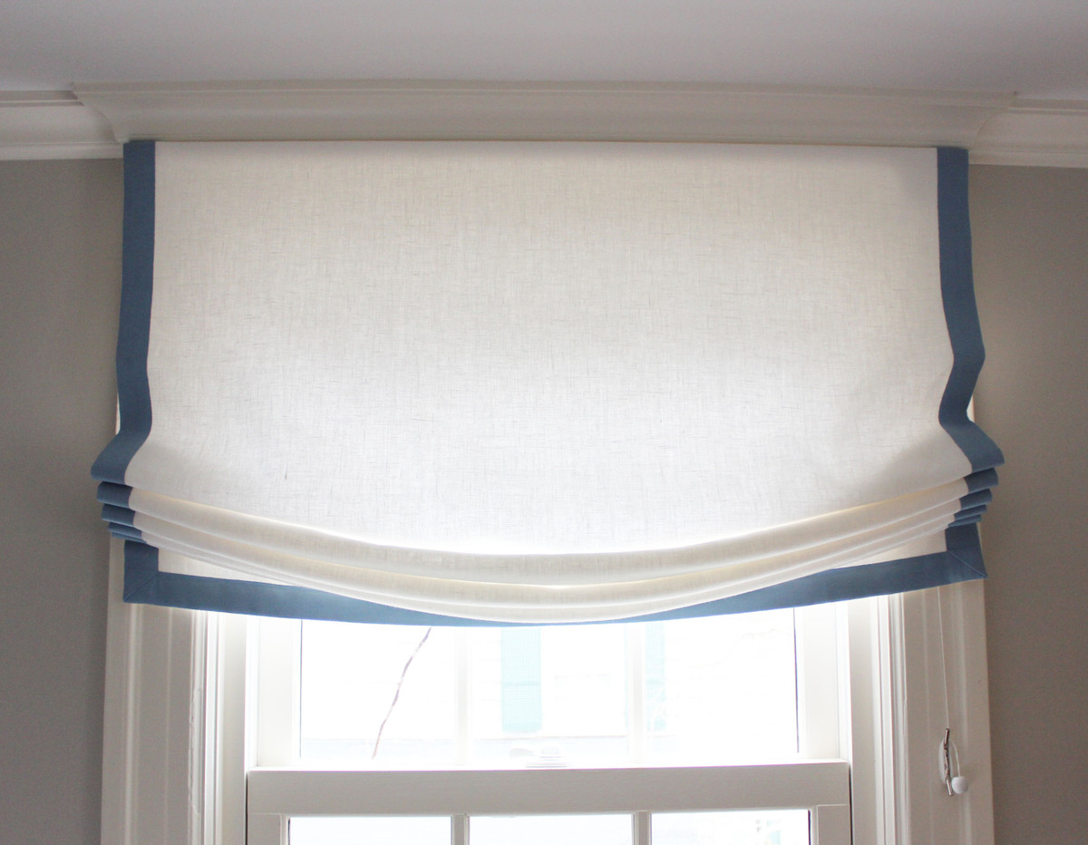 Blue And White Roman Shades Watercolour Stripe Blue Roman Blind Set