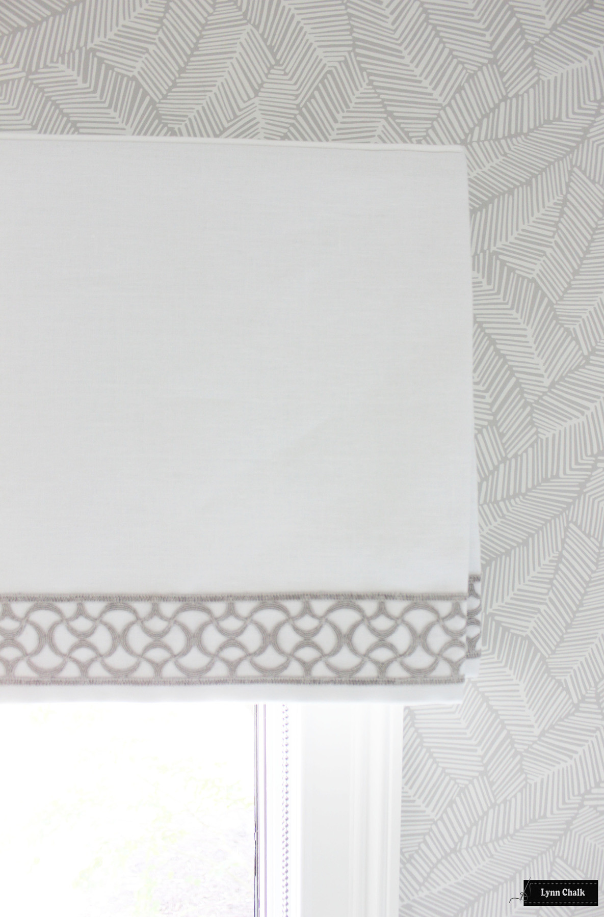 Schumacher Abstract Leaf Wallpaper Dove 5007531