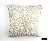 Custom Pillow Arbre De Matisse Reverse Ecru on Natural with self welting (20 X 20)