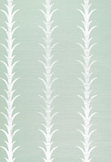 Celerie Kemble for Schumacher Acanthus Stripe Seaglass & Chalk Wallpaper (Priced and Sold as an 8 Yard Roll)