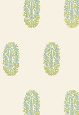 Schumacher Askandra Flower Pear and Water Blue Wallpaper  5005312 (Priced and Sold as 9 Yard Double Roll)