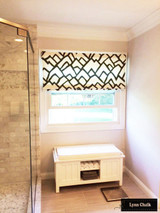 Custom Roman Shade in Zimba in Charcoal by Lynn Chalk.   This shade is 53" wide.