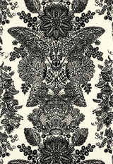 Schumacher Lace Wallpaper Black and Ivory 5003320 (Priced and Sold as 10 Yard Double Roll) 