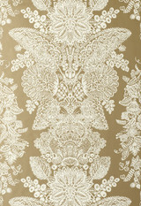 Schumacher Lace Wallpaper Champagne 5003321 (Priced and Sold as 10 Yard Double Roll) 