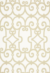 Schumacher Manor Gate Wallpaper Sand 5005052 (Priced and Sold as 9 Yard Double Roll) 