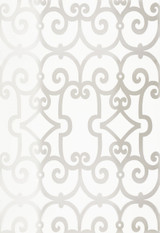 Schumacher Manor Gate Wallpaper Silver 5005040 (Priced and Sold as 9 Yard Double Roll)