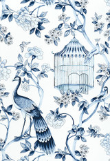 Schumacher Wallpaper Oiseaux et Fleurs Porcelain 5004081 (Priced and Sold as 1 - 9 Yard Roll)