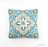 Quadrille New Batik Turquoise Navy Pillow with Self Welting 16 X 16