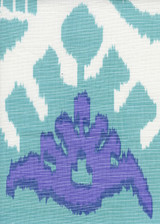 Quadrille Kazak Aqua Lilac on White