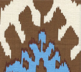 Quadrille Kazak Tobacco French Blue on Suncloth (Indoor/Outdoor fabric)