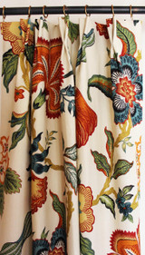 Custom Pleated Drapes by Lynn Chalk in Schumacher Celerie Kemble Hot House Flowers Spark