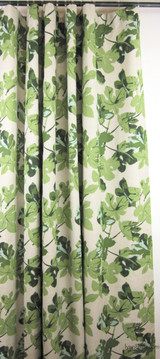 Custom Flat Panel Drapes in Peter Dunham Fig Leaf Original on Natural by Lynn Chalk