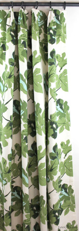 Fan Pleated Drapes in Fig Leaf on White