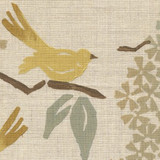 Birds in Pale Yellow on Natural Linen