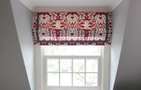 Quadrille China Seas Island Ikat Roman Shades in Magenta with Samuel and Sons Grosgrain Ribbon Trim