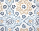 Seville Medallion in China Blue on White Linen