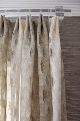 Custom Drapes by Lynn Chalk in Isis Ombre in Creme.  Clear Acrylic drapery hardware is by Design Elements Group (Metropolitan Collection)