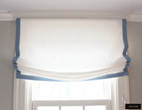 Kravet Dublin Linen Relaxed Roman Shade 32344 1 Bleach Samuel and Sons 1 and half  inch Grosgrain Ribbon Azure