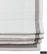 Kravet Dublin Linen Bleach Roman Shade with Samuel and Sons Grosgrain Trim in Mercury