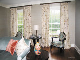 Custom Pleated Drapes by Lynn Chalk in Cowtan & Tout Chinois Border in Multi/Ivory