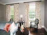 Custom Pleated Drapes Double Width in Cowtan & Tout Chinois Border in Multi/Ivory