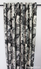 Custom Grommet Drapes by Lynn Chalk in Chiang Mai Dragon in Smoke with Satin Smoke Grommets