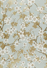 Schumacher Ming Cherry Blossom Wallpaper in Aqua 5001070 (Priced and Sold as 9 Yard Double Roll) 