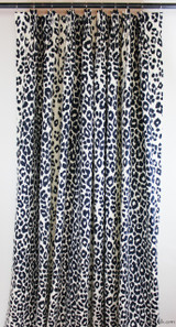 Custom Traditional Pinch Pleated Drapes by Lynn Chalk in Schumacher Iconic Leopard in Ink