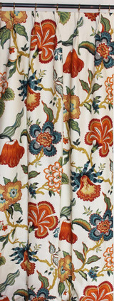 Custom Pleated Drapes by Lynn Chalk in Schumacher Celerie Kemble Hot House Flowers Spark