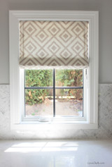 Roman Shade in La Fiorentina in Light Grey on Off White Background