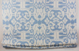 Custom Roman Shade by Lynn Chalk in Quadrille Island Ikat in Zibby Blue