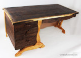 Custom Hand Carved Walnut Desk with Live Edge by Scott Clarke