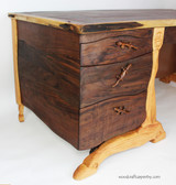 Custom Hand Carved Walnut Desk with Live Edge by Scott Clarke