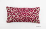 Custom 12 X 24 Pillow with self welting by Lynn Chalk in Schumacher Iconic Leopard Fuchsia/Natural