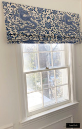 Scalamandre Chi'en Dragon Custom Roman Shades (Shown in Blue on White which is discontinued-comes in several colors)