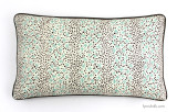Custom 14 X 24 Pillows in Quadrille Jacks II Green Brown Dots on Tint with welting in Robert Allen Kilrush II Java