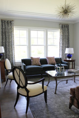 Custom Traditional Pinch Pleated Drapes by Lynn Chalk in Schumacher Iconic Leopard in Ink