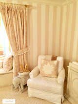 Custom Drapes in Cap Ferrat Blush.  Pillow in Garden of Persia in Blush Conch.