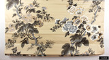 Schumacher Pyne Hollyhock Print Custom Drapes in Dining Room (shown in Charcoal, Indigo, Blush, Grisaille, Green Tea and Buttercup and Tobacco)