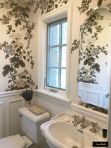 Bathroom Wallpaper in Schumacher Pyne Hollyhock Charcoal