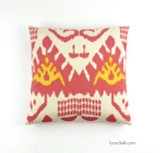 Pillow in Quadrille Kazak (Shown in Coral and New Yellow 20" X 20")