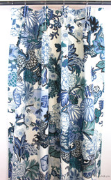 Custom Pleated Drapes by Lynn Chalk in Chiang Mai Dragon in China Blue
