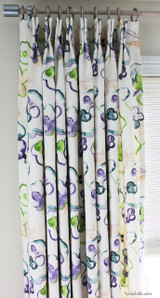 Butterfly Pleated Double Width Drapes in Vervain Santenay Orchid