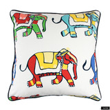 Schumacher Lulu Dk Parade Multi Pillow with Black Welting