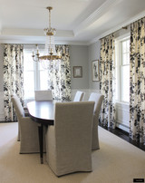 Custom Drapes in Pyne Hollyhock Print in Charcoal