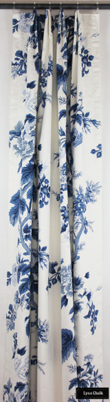 Drapes in Schumacher Hollyhock Print in Indigo