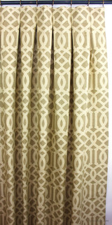 Inverted Pleated Drapes in Imperial Trellis Natural/Coffee
