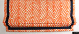 Roman Shade in Zig Zag Orange on Tint with Samuel & Sons Grosgrain Trim in Navy