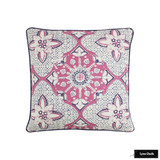Quadrille New Batik Magenta New Navy with Dublin 5050 Navy Welting Pillow 20 X 20