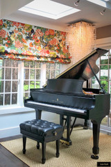 Custom Roman Shade in Chiang Mai Dragon Aquamarine
